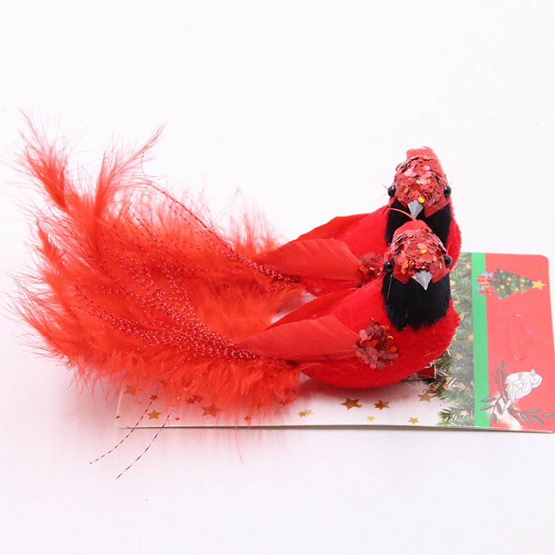 Christmas simulation bird Artificial bird with clip or stem decorative resin christmas bird