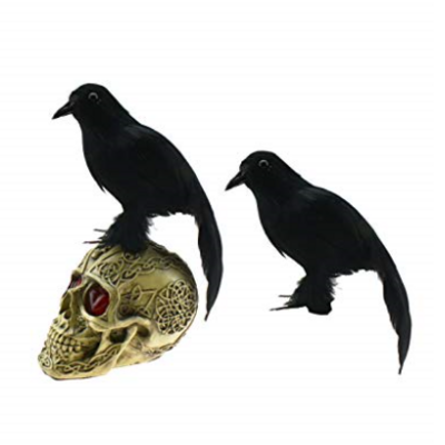 Black Crow on Skulls Halloween Decoration Spooky Haunted House Raven