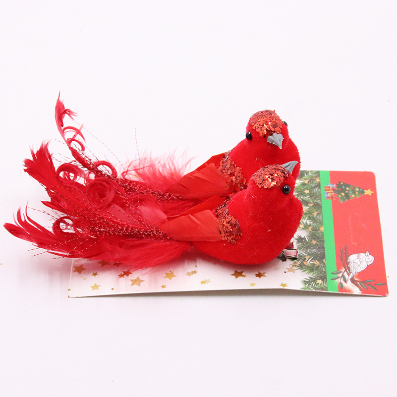 Christmas simulation bird Artificial bird with clip or stem decorative resin christmas bird