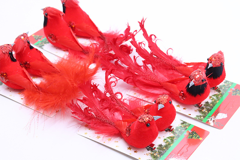 Christmas simulation bird Artificial bird with clip or stem decorative resin christmas bird