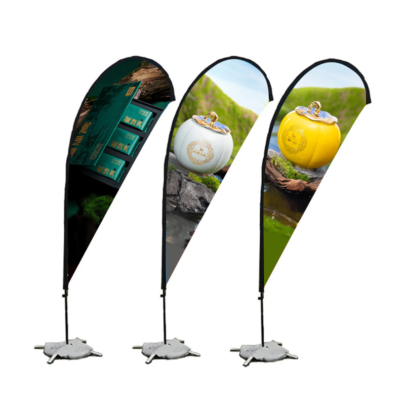 customer design advertising polyester fabric whole sale beach feather teardrop blade block bow flag banner stand