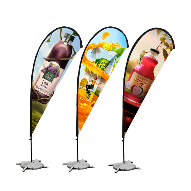 customer design advertising polyester fabric whole sale beach feather teardrop blade block bow flag banner stand