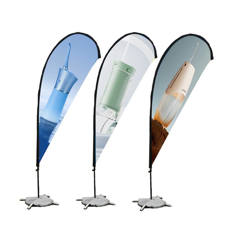 customer design advertising polyester fabric whole sale beach feather teardrop blade block bow flag banner stand