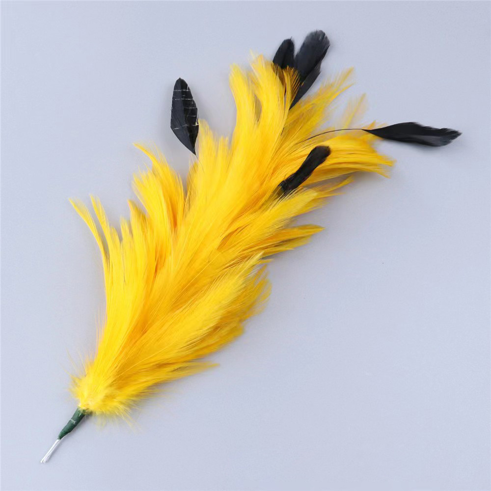 25-30CM millinery supplies hackle feather flower mount with wire accessory