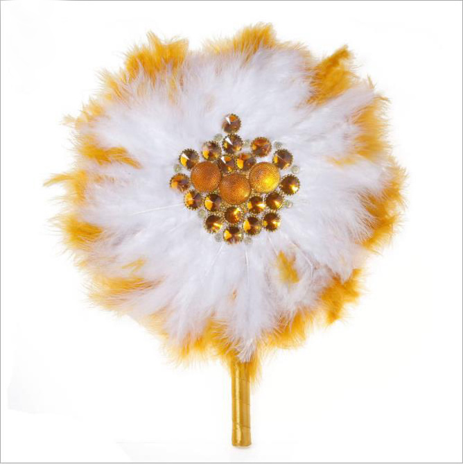 Wholesale bridal fan with feather Nigeria Handmade feather hand fan