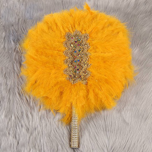 11 colors available on stock fashion Africa bridal feather hand fan wedding feather fans