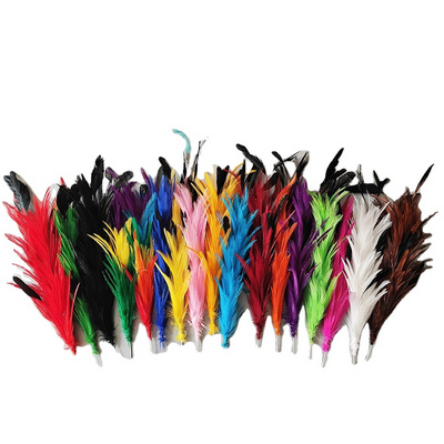 25-30CM millinery supplies hackle feather flower mount with wire accessory