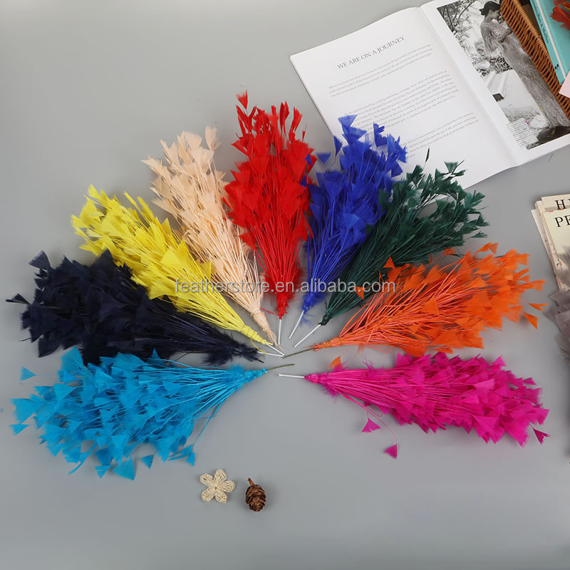 Cheap sale Stripped Turkey Feather Wire Flowers DIY Home Party Headdress Decoration Millinery hats corsage Feathers for Crafts