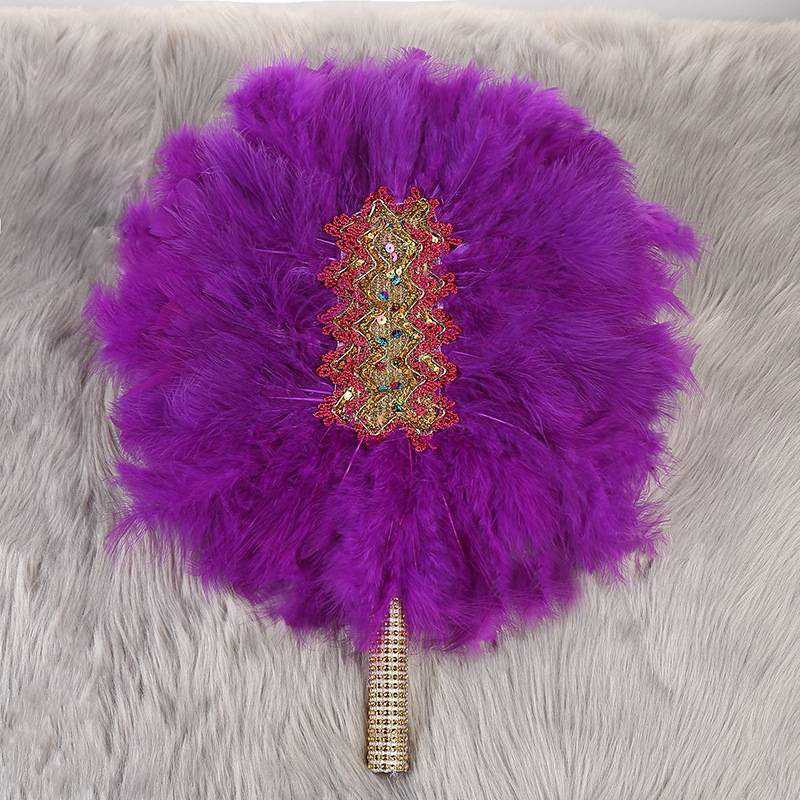 11 colors available on stock fashion Africa bridal feather hand fan wedding feather fans