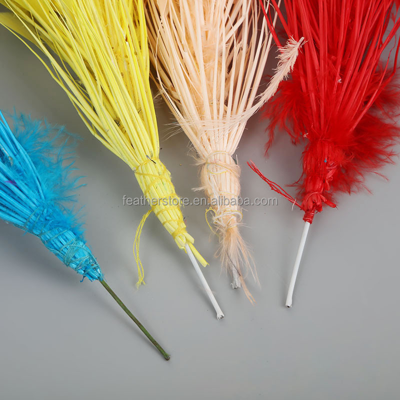 Cheap sale Stripped Turkey Feather Wire Flowers DIY Home Party Headdress Decoration Millinery hats corsage Feathers for Crafts