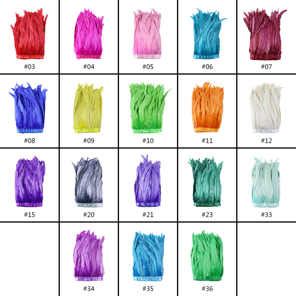 Bleached and Dyed Rooster Tail Feathers Carnival Costumes Plumes 25-30cm Rooster Feather Trim for Sewing Crafts