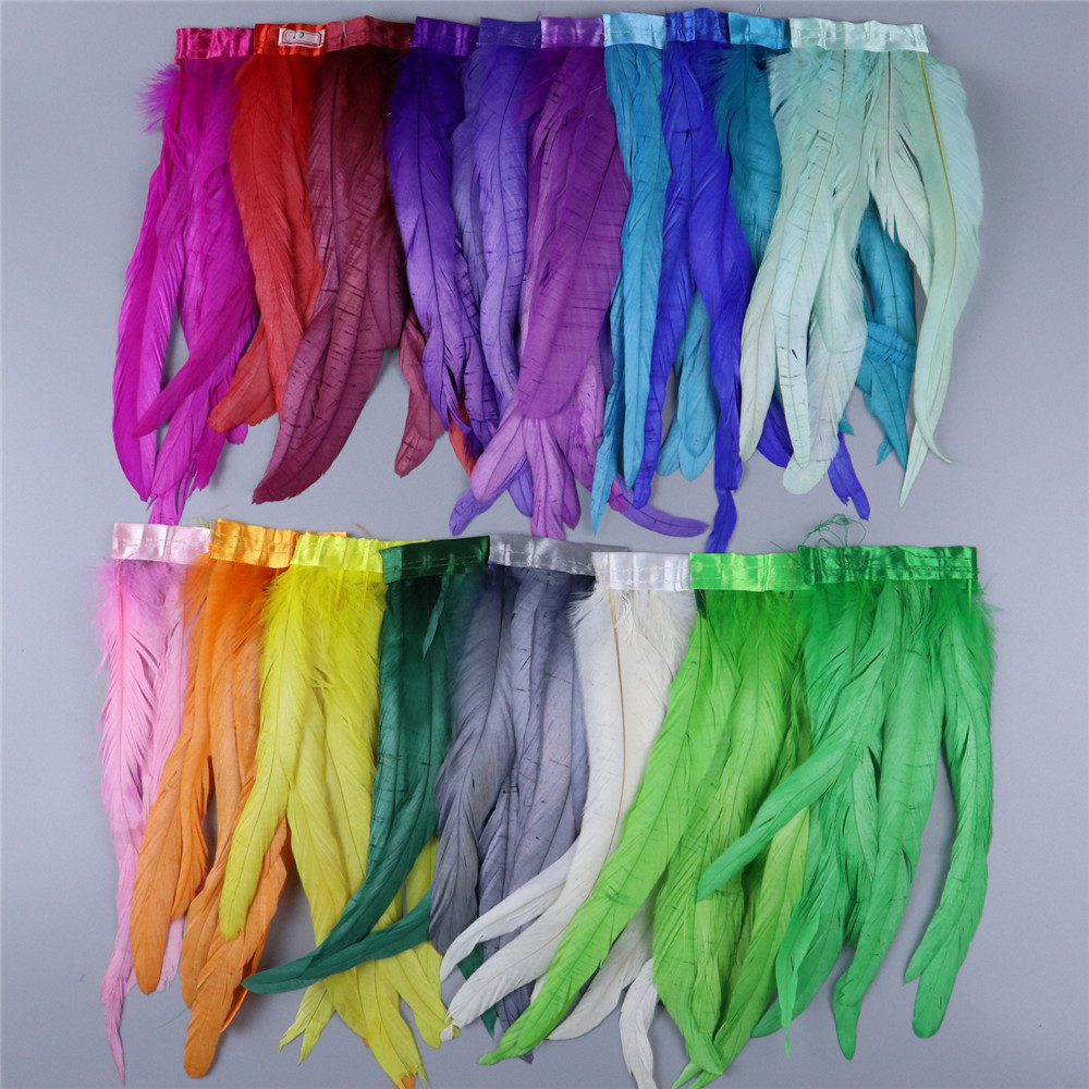 Bleached and Dyed Rooster Tail Feathers Carnival Costumes Plumes 25-30cm Rooster Feather Trim for Sewing Crafts