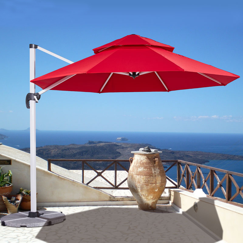 Modern square shape leisure ways outdoor umbrella red royal roman garden umbrella