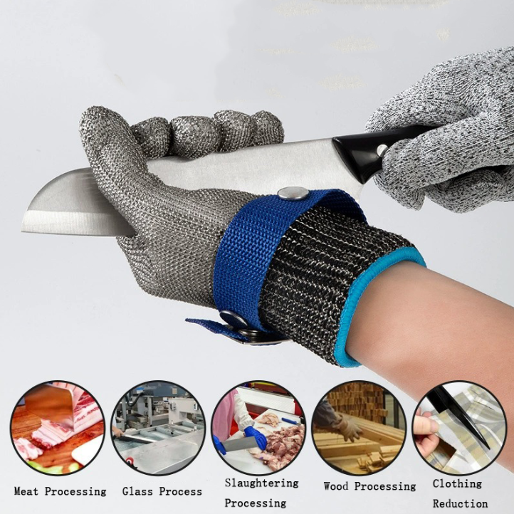 Fuantes De Acero Inoxidable Food Grade Anti Cut Gloves Oysters Butcher Stainless Steel Wire Metal Safety Gloves