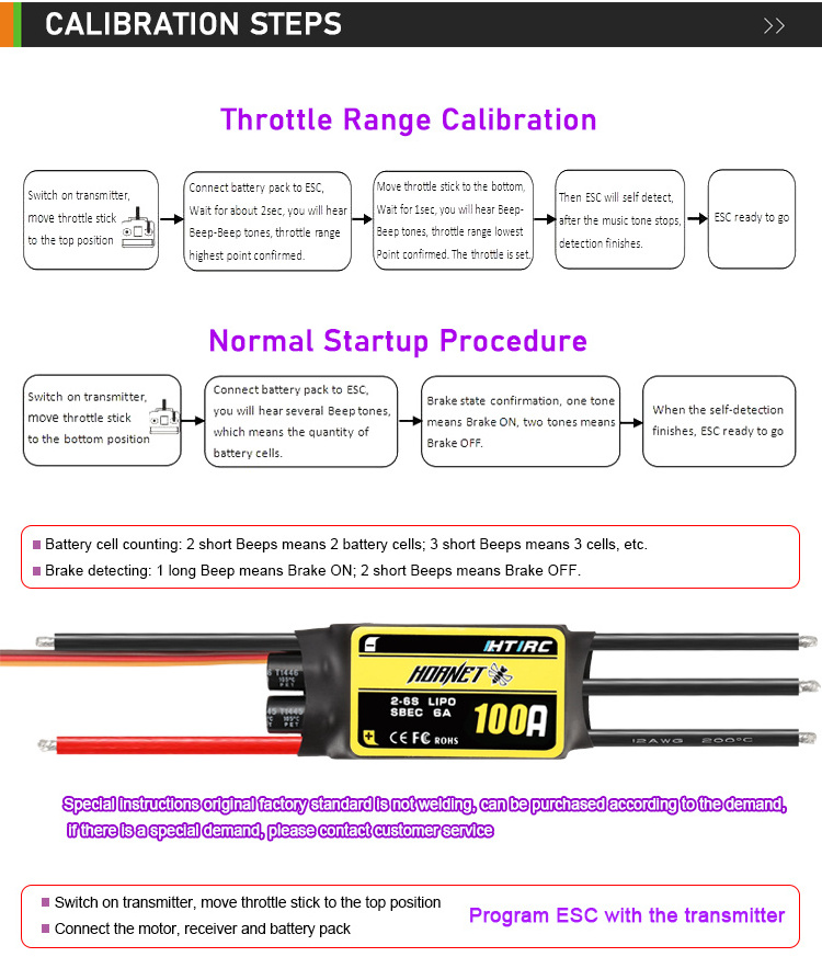 Hornet 100A ESC 2-6S Brushless Controller SBEC Hobbywing For RC FPV Quadcopter Airplanes Helicopter