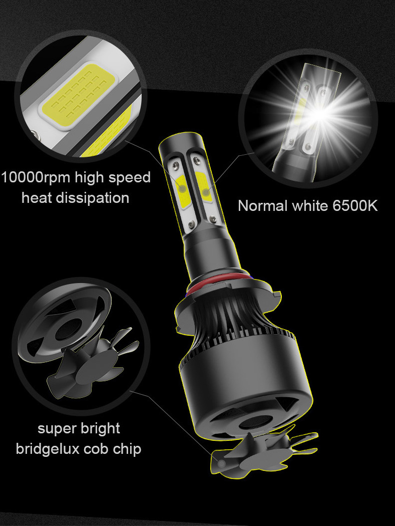 Super bright LED Headlight Kit 4sides COB Chip 40w car bulbs H4 H7 H11 9005 9006 H13 led headlight for car