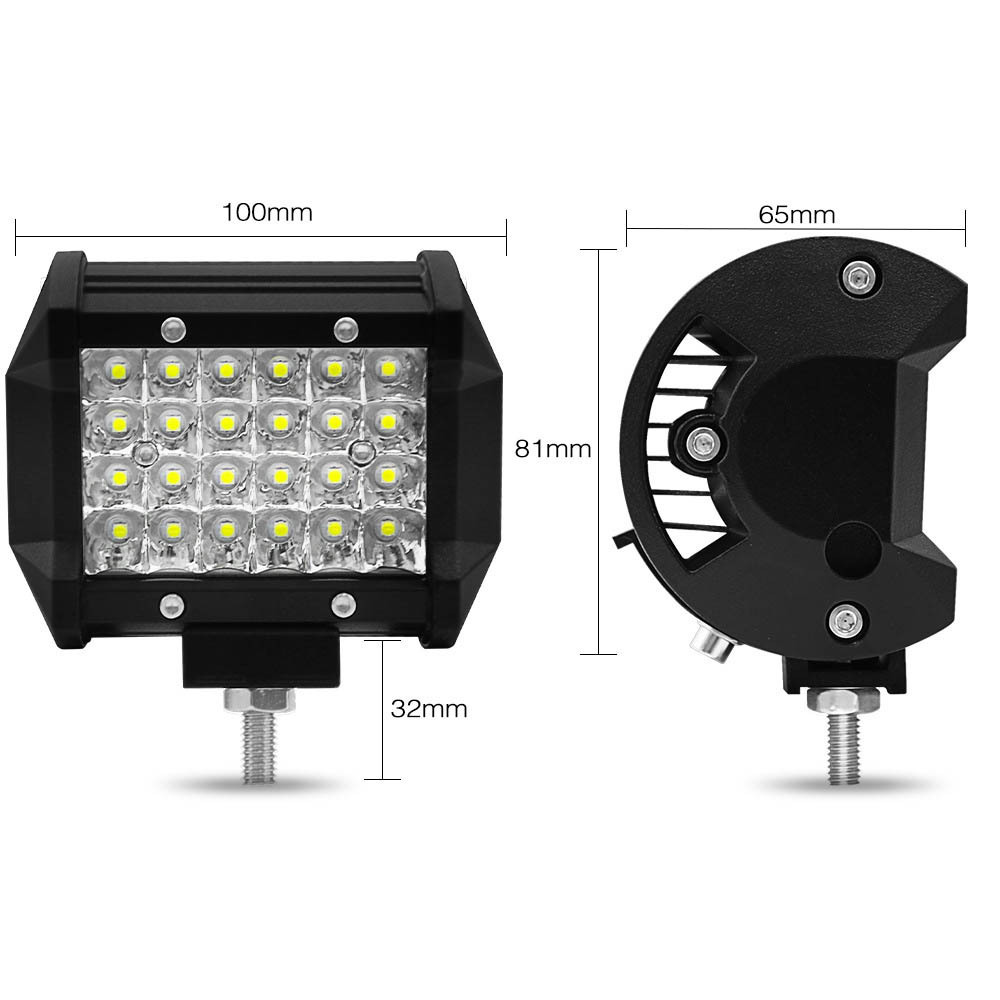 LED Driving Fog Light White Motorcycle Led Spotlight 4x4 Three Rows 4 Inch 72W LED Work Light Bar For Offroad SUV