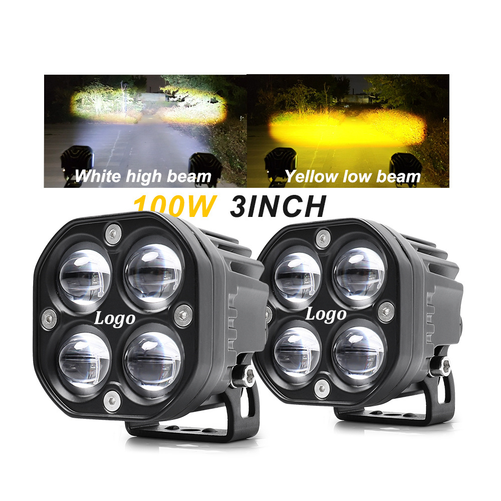 New 120W High Power 3inch Dual Color 5D Projector Led Fog Light bumper Cube Spot Beam Offroad 4x4 Backup Led Work Light