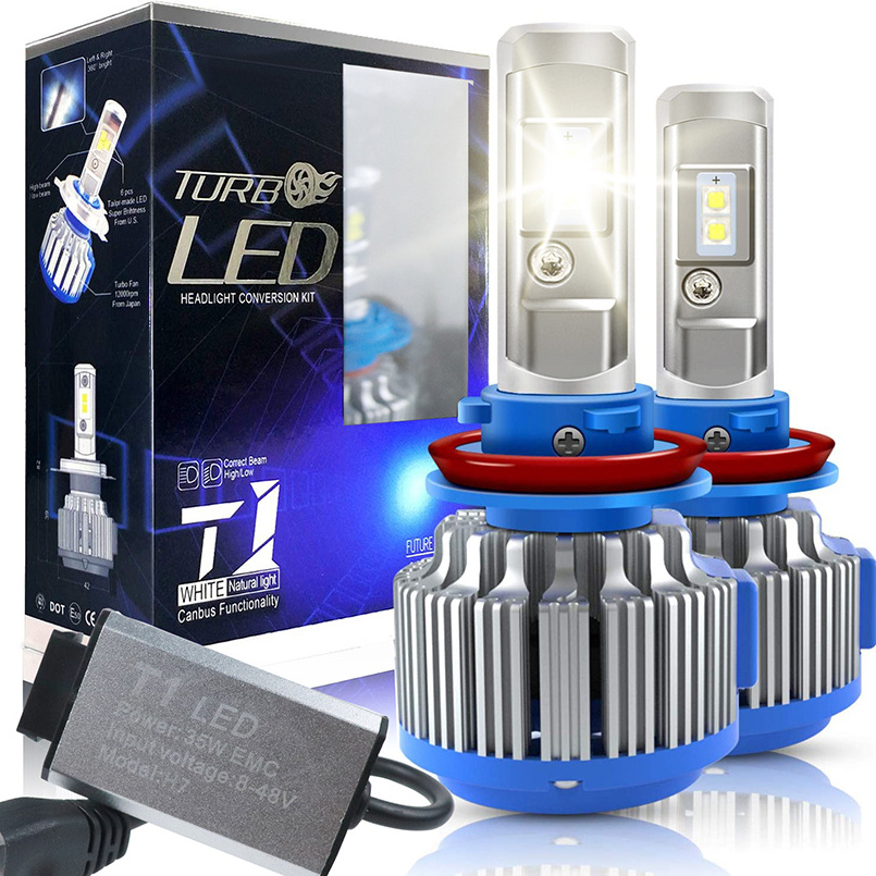 FDN car bulbs head lamps T1 turbo 80W 8000LM H4 H7 9005 9006 9004 led headlight for car Luces LED para autos  faro bombillo