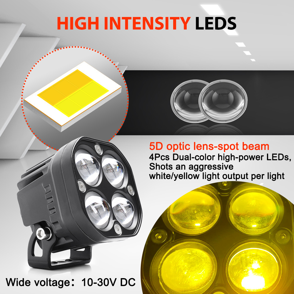 New 120W High Power 3inch Dual Color 5D Projector Led Fog Light bumper Cube Spot Beam Offroad 4x4 Backup Led Work Light