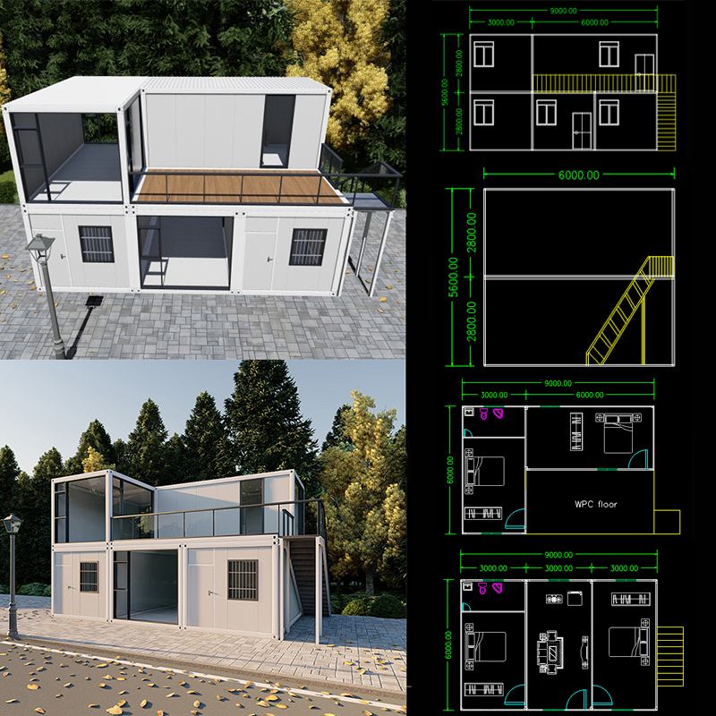 2022 Duplex House Plans Flat Pack Container Homes House Portable Housing Unit Use Mobile Container Bar / Restaurant / Office