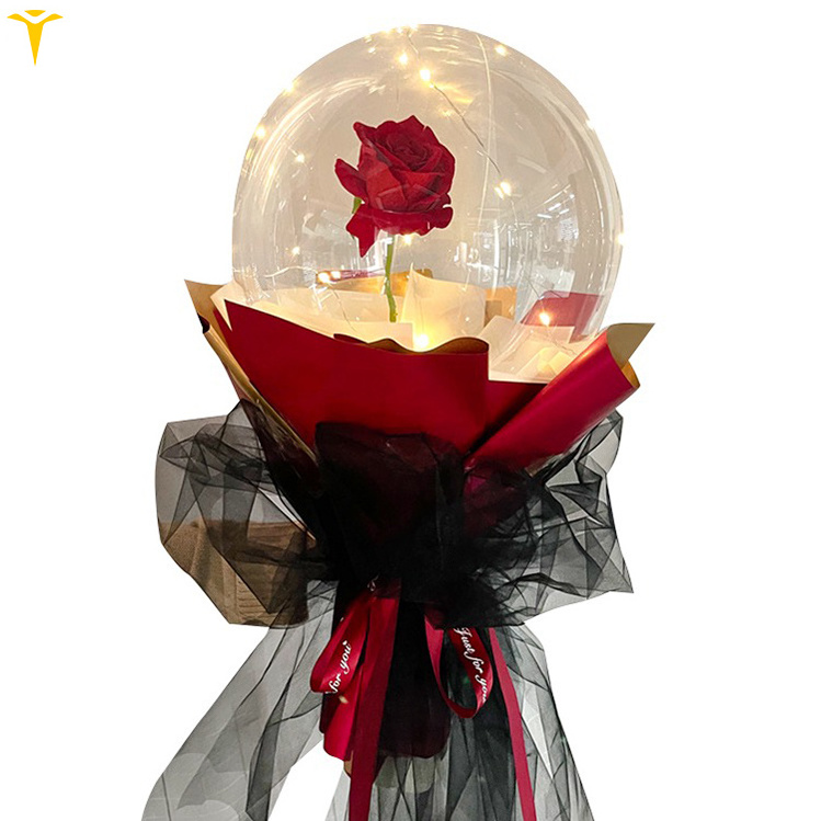 Acrylic Globos Bobo Helium New Commercial Led Luminous Latex Balloon Rose Bouquet Lights For Valentines Mother Day Gift