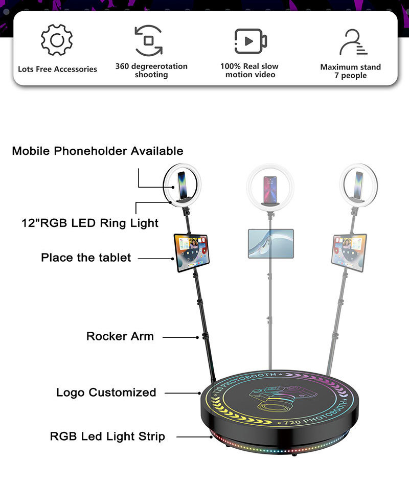 Cabina 360 photobooth profesional photobooth 360 appareil photo 360 photo booth pour 4 personnes 360-photo-booth