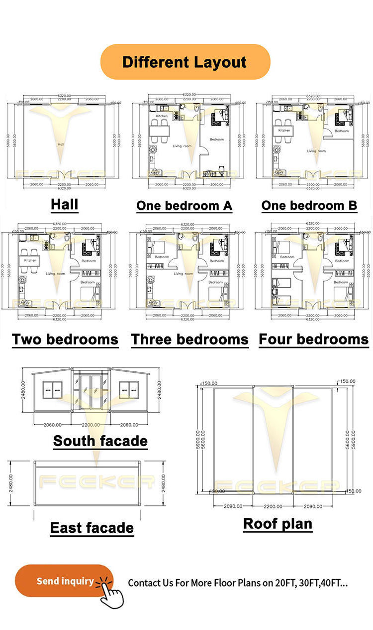 luxury living Prefab House 3 Bedroom modular container expandable homes prefab steel 20ft 40ft Expandable Container House Office