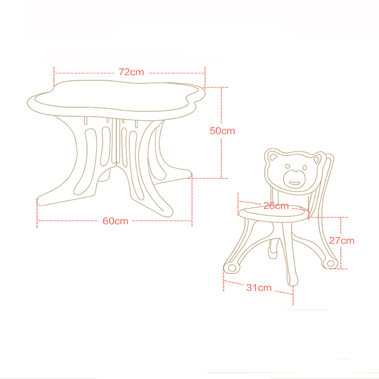 Custom Cheap Baby Extendable Single Furniture Preschool Set Student and Chair Study Desk Plastic Folding Children Kids' Tables