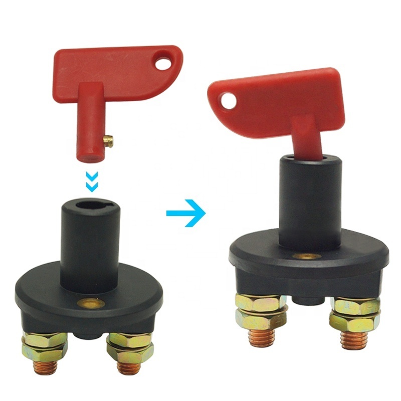 Auto Truck Boat Battery Isolator Disconnect Cut Off Power Kill Switch with Removable 2-Key DC12V/24V