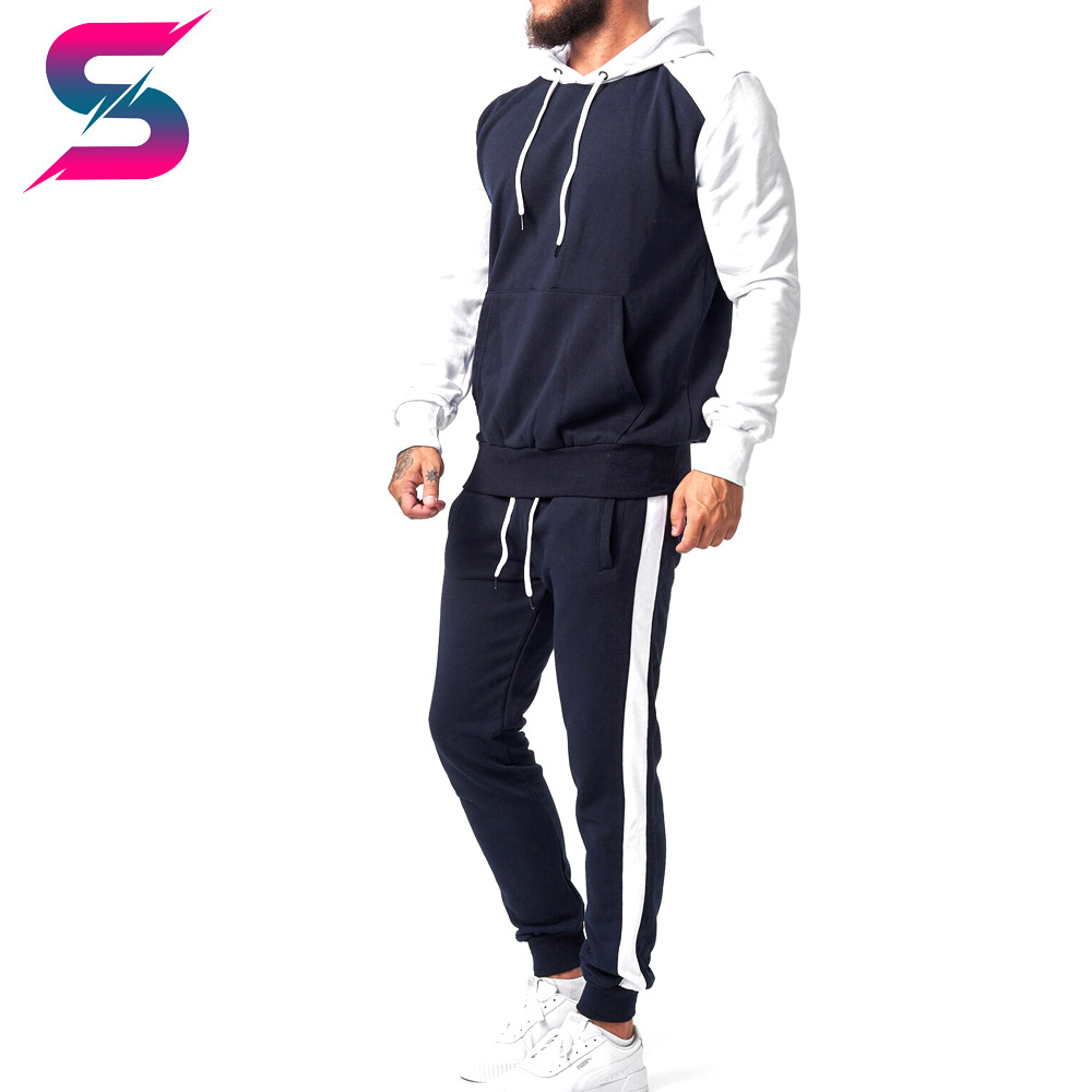 Pullover Style Blue And White Contrast Color Men Outer Wear Best Selling Jogging Wear Tracksuits BY Survival Sports Wear