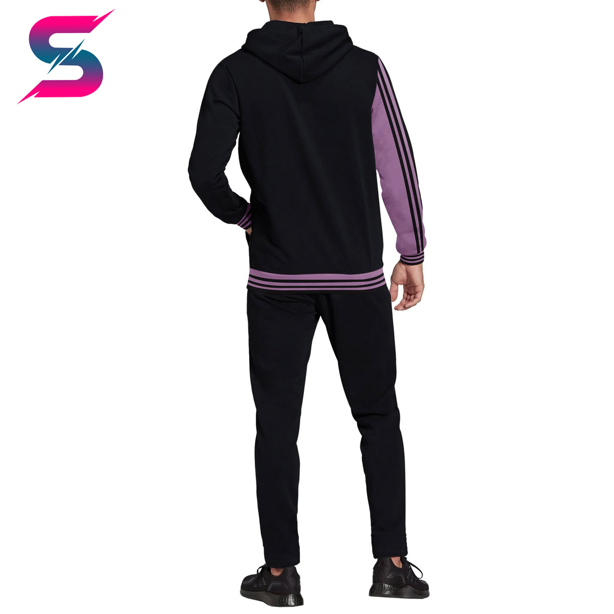 Pullover Tracksuit For Men-Black With Light Purple Color Comfortable Training  Pullover Tracksuit  BY Survival Sports Wear