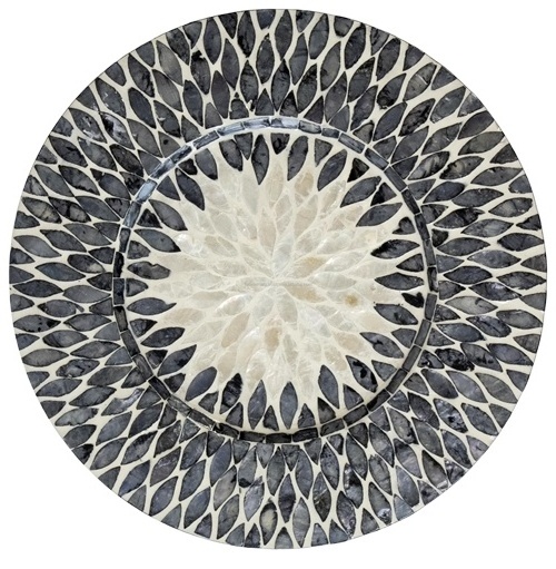 Wholesale Vietnam Placemats Mother Of Pearl Inlay Nacre Wood Charger Plates For Wedding black pattern