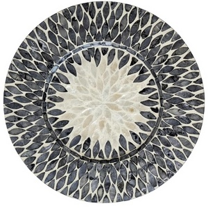 Wholesale Vietnam Placemats Mother Of Pearl Inlay Nacre Wood Charger Plates For Wedding black pattern