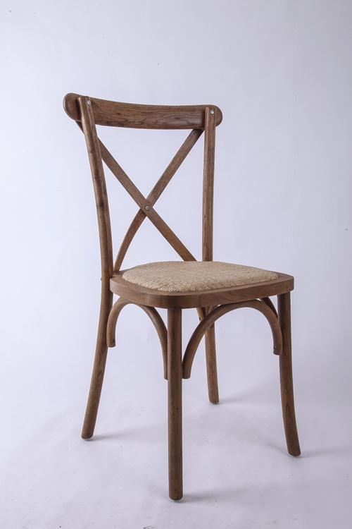 Wholesale Industrial Unique new Design Restaurant Cafe fruit wood cross back Chair for all kinds of event