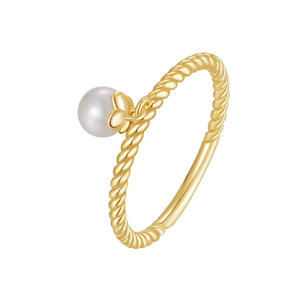 Dainty Pearl Ring Cultured Freshwater Pearl Ring Gold Plated Sterling Silver Ring For Women