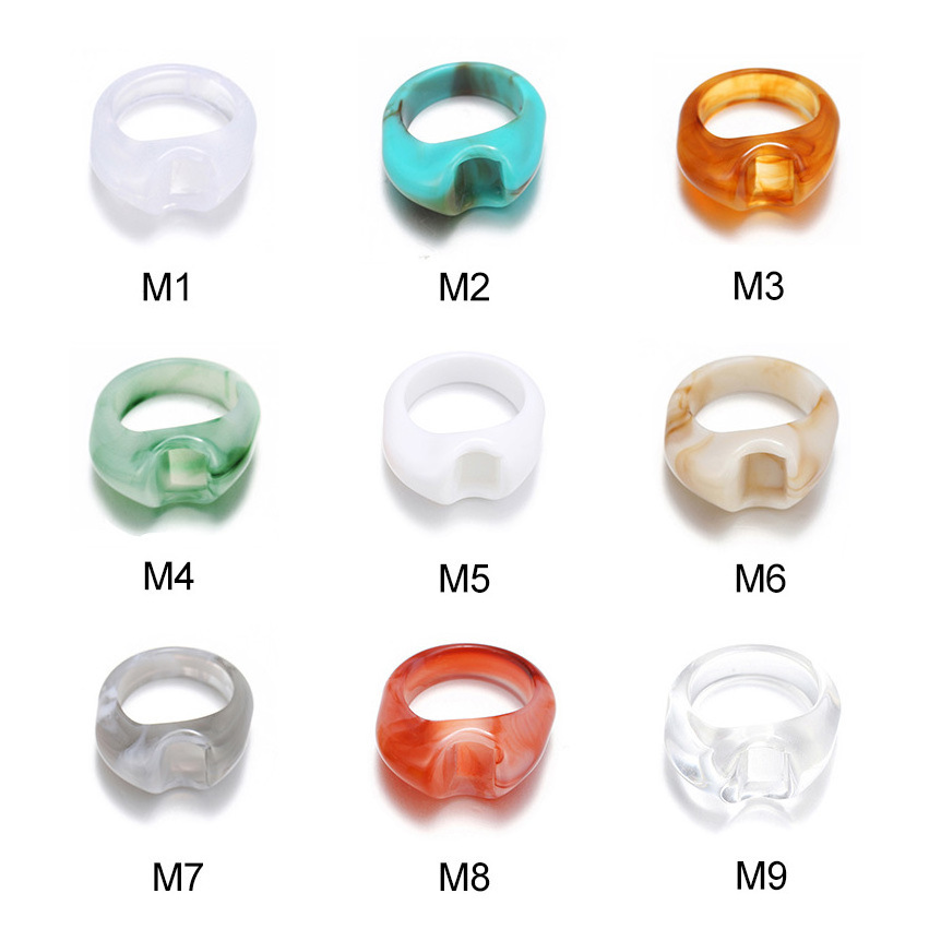 Cute Candy Color Irregular Acrylic Resin Ring Trendy Transparent Crystal Rings For Women Girls