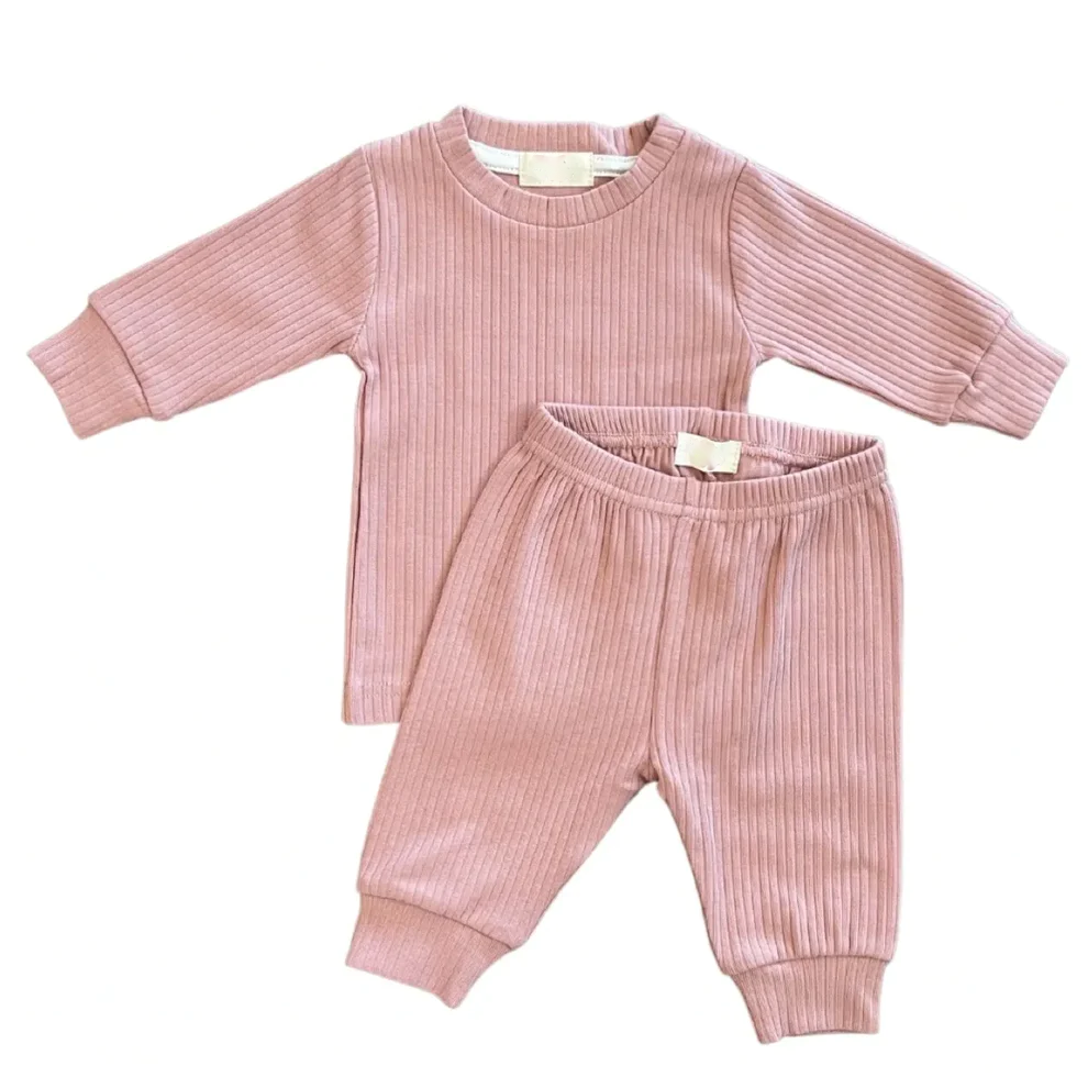 High quality Wholesale Organic Baby Girls Boys Clothes Set Pullover Sweatshirt Jogger Pants Girls Tops Tracksuit Set