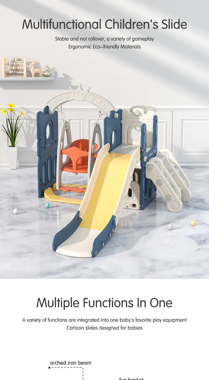 Amazon Top Selling Kids Indoor Play House Baby Playroom Playground Equipment Plastic Swing And Slides For Children Sliding Toys