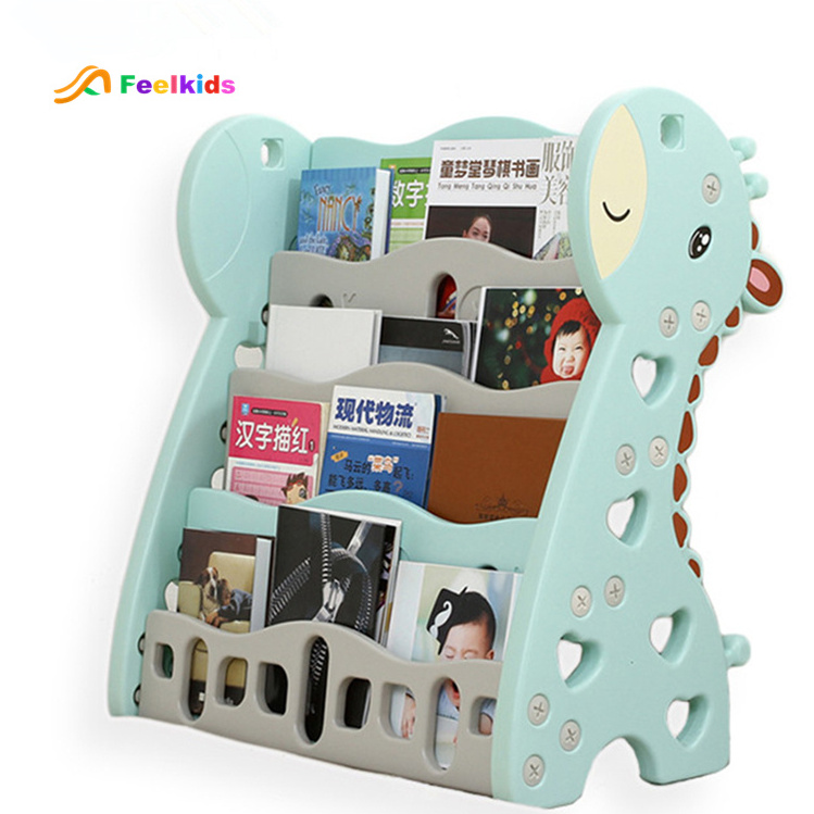 Preschool educational indoor bookshelf toys children daycare furniture plastic book shelf