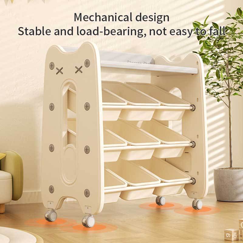 Feelkids Cat shape Plastic toy room Book Shelf Clothes toys organizer storage racks with wheels for kids Cabinet