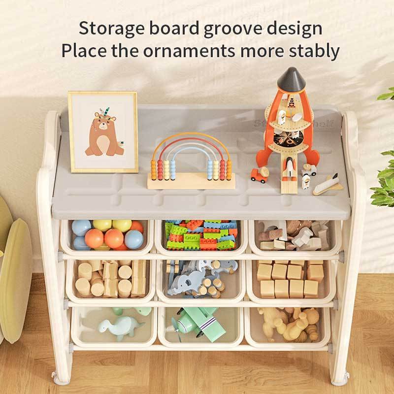 Feelkids Cat shape Plastic toy room Book Shelf Clothes toys organizer storage racks with wheels for kids Cabinet