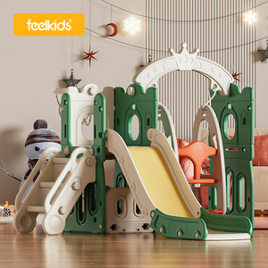 Feelkids Kids Indoor Play House Baby Playroom Playground Equipment Plastic Swing And Slides For Children Sliding Toys