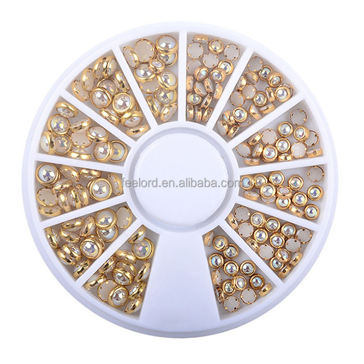 OEM LOGO nail art accessories wheel FOM723 crystal half pearl nail art designs accessories 3d half beads decoration nail stone