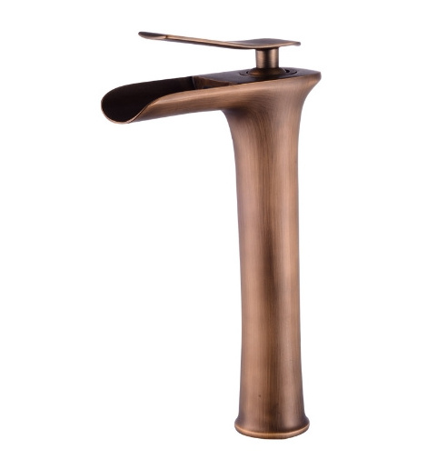 European style brass antique faucet countertop basin waterfall faucet bathroom retro wash basin hot and cold bathroom faucet