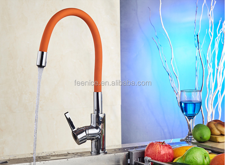 360 degree swivel kitchen faucet  bend flexible faucet with color rubber tube