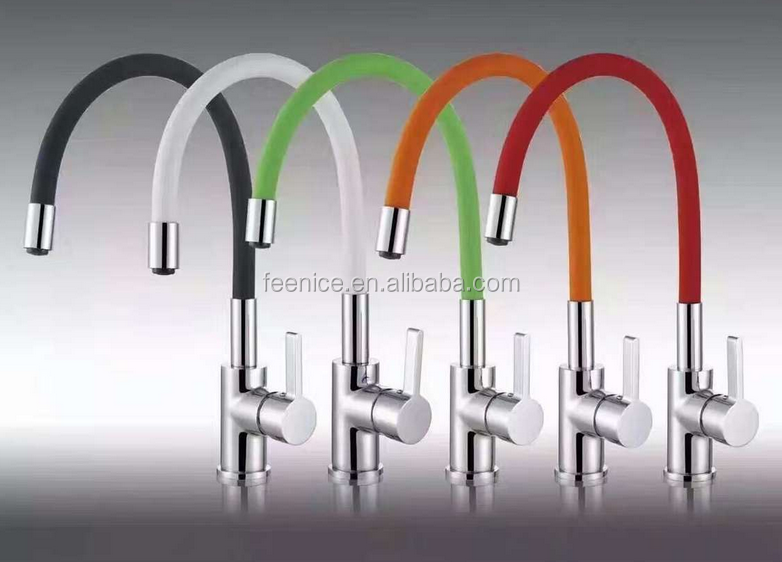 360 degree swivel kitchen faucet  bend flexible faucet with color rubber tube