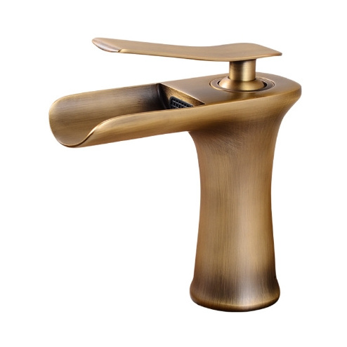 European style brass antique faucet countertop basin waterfall faucet bathroom retro wash basin hot and cold bathroom faucet