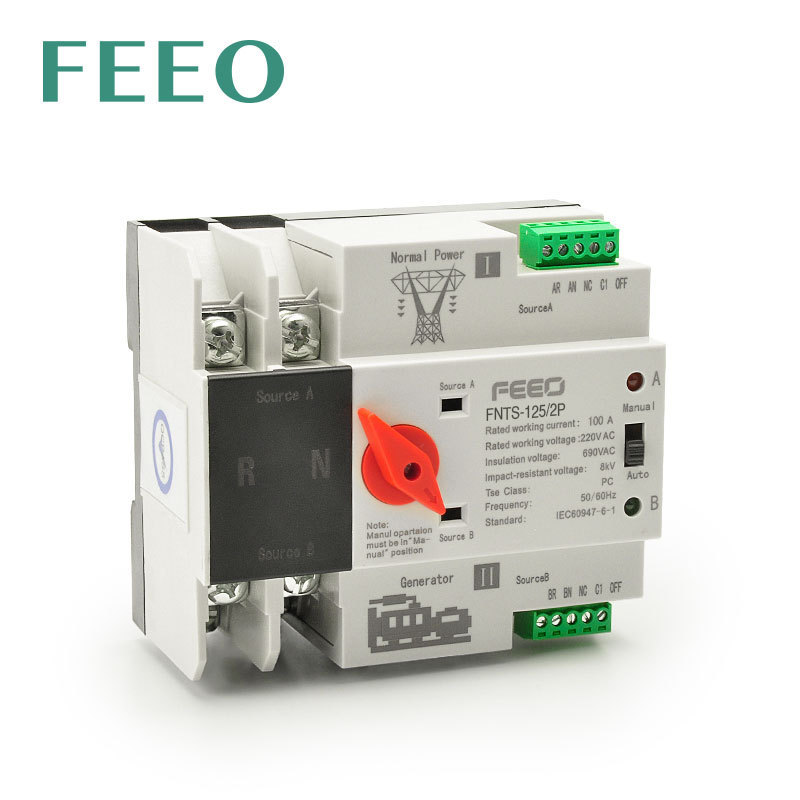 FEEO  FNTS-125 2P 400V dual power Automatic Manual Transfer Switch 2P 2poles 125A Modular Dual Power manual Changeover Switch