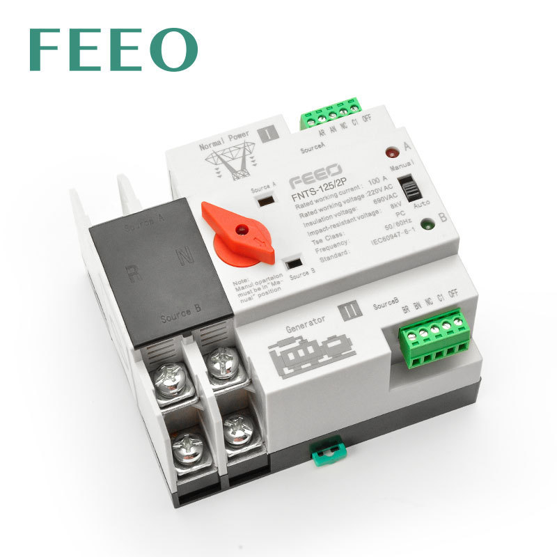 FEEO  FNTS-125 2P 400V dual power Automatic Manual Transfer Switch 2P 2poles 125A Modular Dual Power manual Changeover Switch